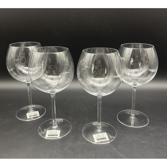 VTG MILLER ROGASKA Crystal Hand Blown Wine Water Goblets 14 oz Set of 4 MINT NEW - Picture 1 of 4